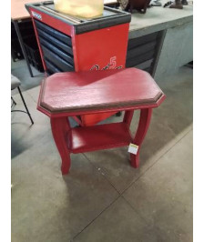 CONSOLE OCTOGONALE  BOIS MOULURÉ PEINT ROUGE 2 NIVEAUX 