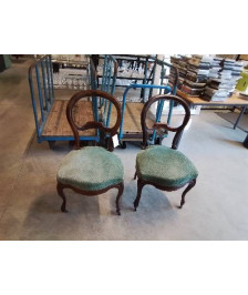 CHAISE NAPOLÉON III ACAJOU VELOURS VERT