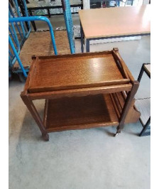 DESSERTE A ROULETTES BOIS 2 NIVEAUX AVEC PLATEAU STYLE RÉGENCE 