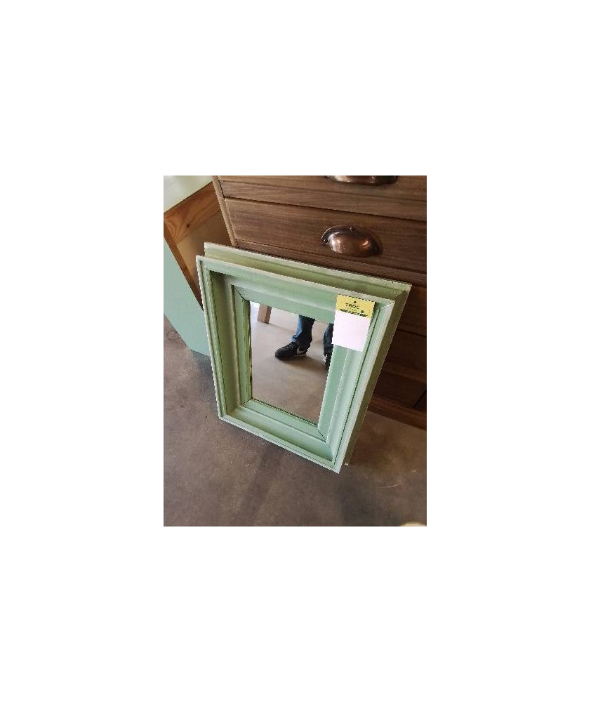 MIROIR RECTANGULAIRE BOIS MOULURÉ PEINT VERT