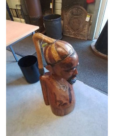 STATUE CAMEROUNAISE BUSTE HOMME BOIS 