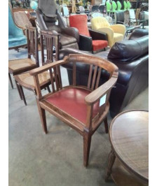 FAUTEUIL DE BUREAU ANNÉES 30 ASSISE SKAÏ ROUGE