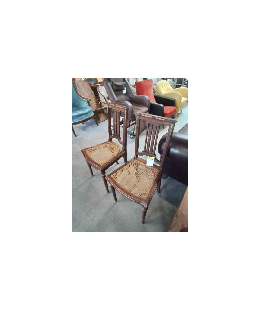 PAIRE DE CHAISES BOIS ASSISE CANNÉE STYLE LOUIS XVI