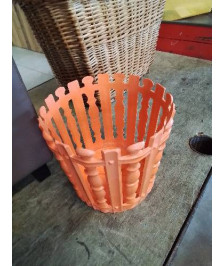 JARDINIÈRE RONDE RÉSINE ORANGE SYLA ANNÉES 70