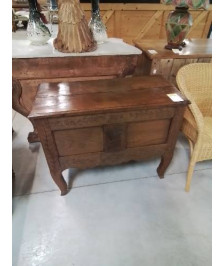 COFFRE CAUCHOIS BOIS MOULURÉ ET SCULPTÉ AUX ÉPIS DE BLÉ XIXE