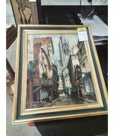 HUILE SUR TOILE ROUEN RUE DAMIETTE ST OUEN LOUIS JACQUES VIGON (1897-1985)
