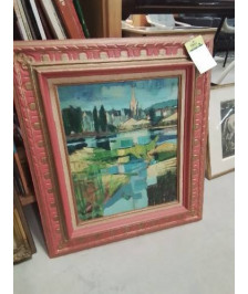 HUILE SUR TOILE HONFLEUR PETER DELUCA (1941-2012)