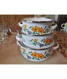 LOT DE 3 CASSEROLES ÉMAILLÉE