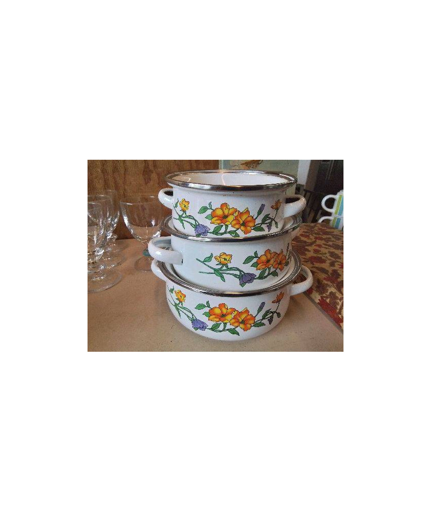 LOT DE 3 CASSEROLES ÉMAILLÉE