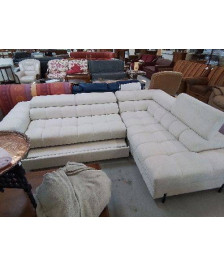 CANAPE D’ANGLE 5 PLACES CONVERTIBLE TISSUS BOUCLETTE REF : BMRALCXRLRR-HJ