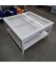 TABLE BASSE BLANCHE VITRINE