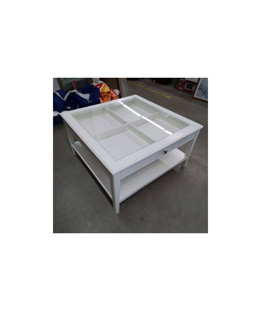 TABLE BASSE BLANCHE VITRINE