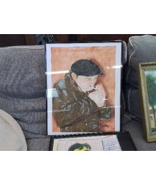 LE VIEUX FUMEUR PASTEL GRAS SUR PAPIER