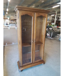 BIBLIOTHÈQUE VITRÉE 2 PORTES BOIS MOULURÉ STYLE RÉGENCE 