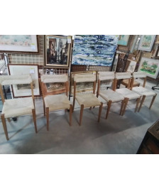 6 CHAISES CHÊNE CLAIR  ASSISE ET DOSSIER PAILLE NATURELLE