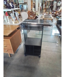 MEUBLE HI-FI 1 PORTE VITRÉE BOIS ET VERRE