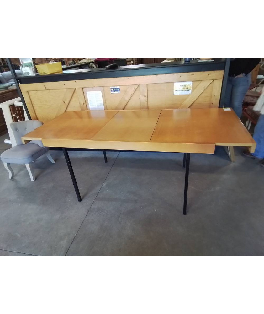 TABLE EXTENSIBLE ARP (GUARICHE MORTIER MOTTE) POUR  CHARLES  MINVIELLE ANNÉES 50 CHÊNE CLAIR PIETEME