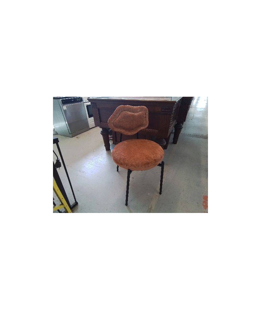 PETITE CHAISE MARRON PELUCHE ET METAL NOIR REF : NVGORDER13543-HJ