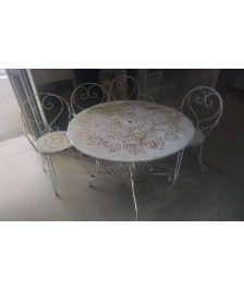 SALON DE JARDIN FER + 4 FAUTEUILS- EN L’ETAT