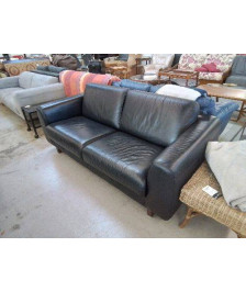 CANAPÉ DEUX PLACES CUIR NOIR 