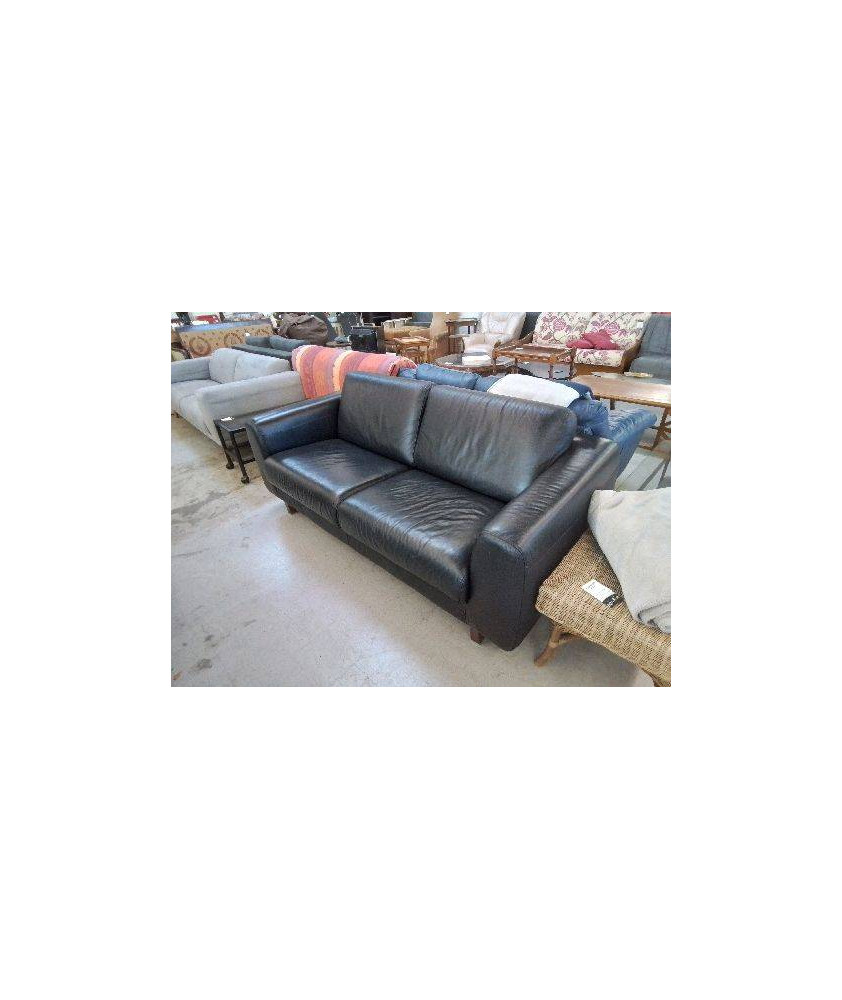 CANAPÉ DEUX PLACES CUIR NOIR 