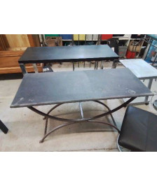 CONSOLE EN FER PLATEAU MARBRE NOIR 