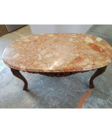 TABLE BASSE STYLE LOUIS XV PLATEAU MARBRE