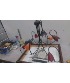 LUSTRE 6 BRANCHES METAL VERRE