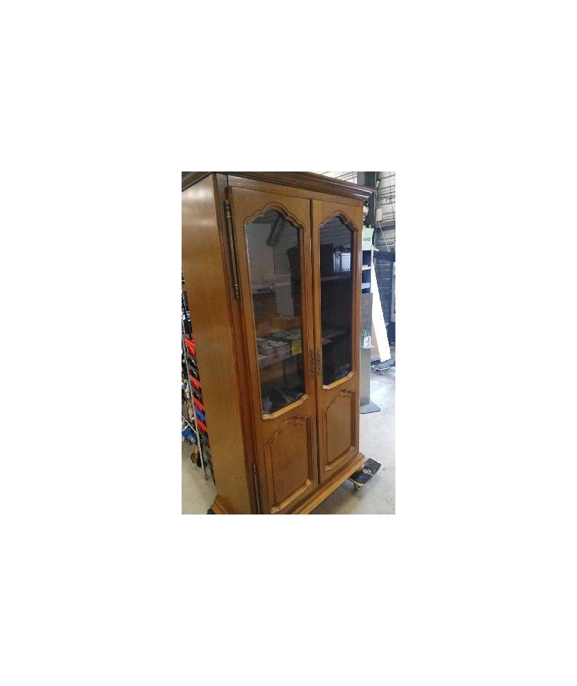 MEUBLE BIBLIOTHÈQUE VITREE 2 PORTES - CHENE 