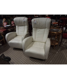 FAUTEUIL RELAX ELECTRIQUE CUIR BLANC SUR BATTERIE