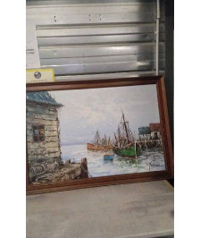 PEINTURE BATEAUX SIGNE FLORENCE/ 100X70CM