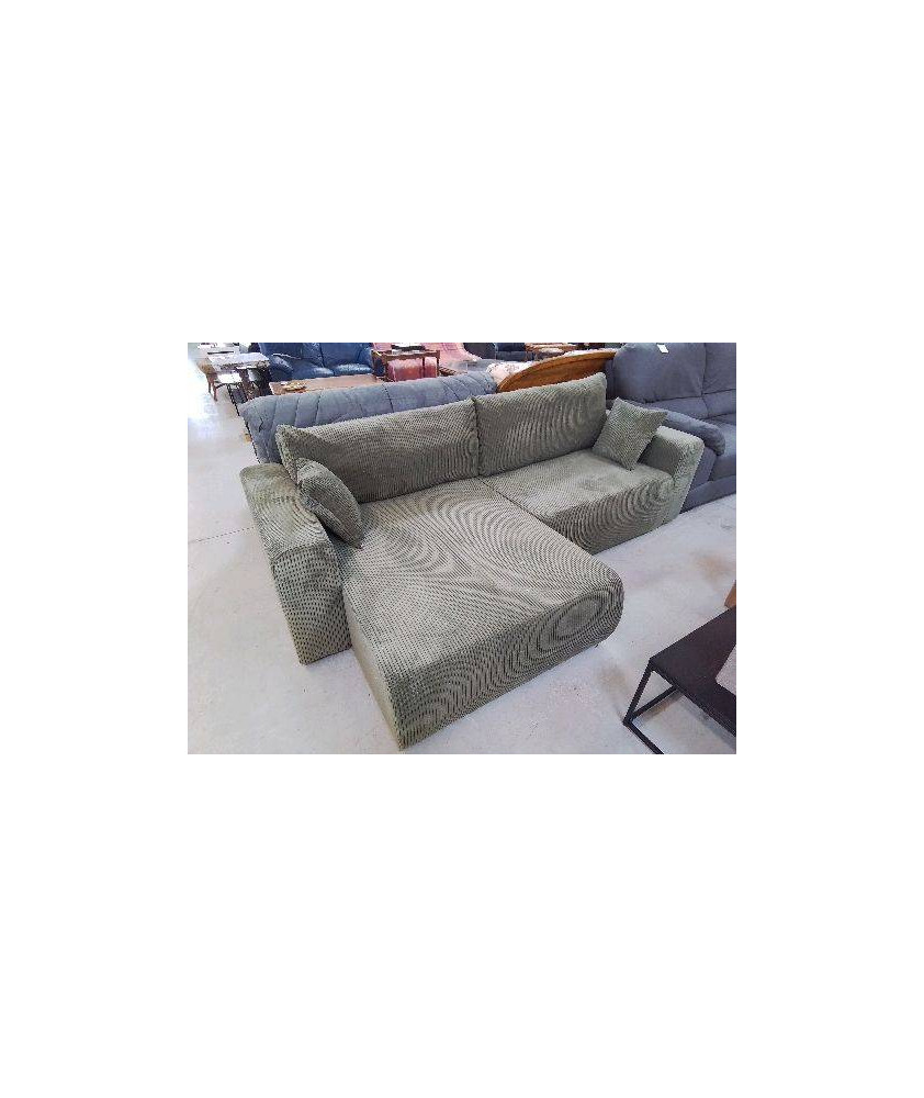 CANAPÉ D’ANGLE VERT KAKI VELOUR CÔTELÉ REF SAJKHAEHHGHL-5280-G-US1-HJ