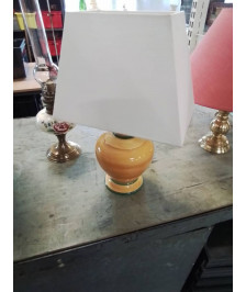 LAMPE CÉRAMIQUE JAUNE LISERE VERT AJ BLANC 