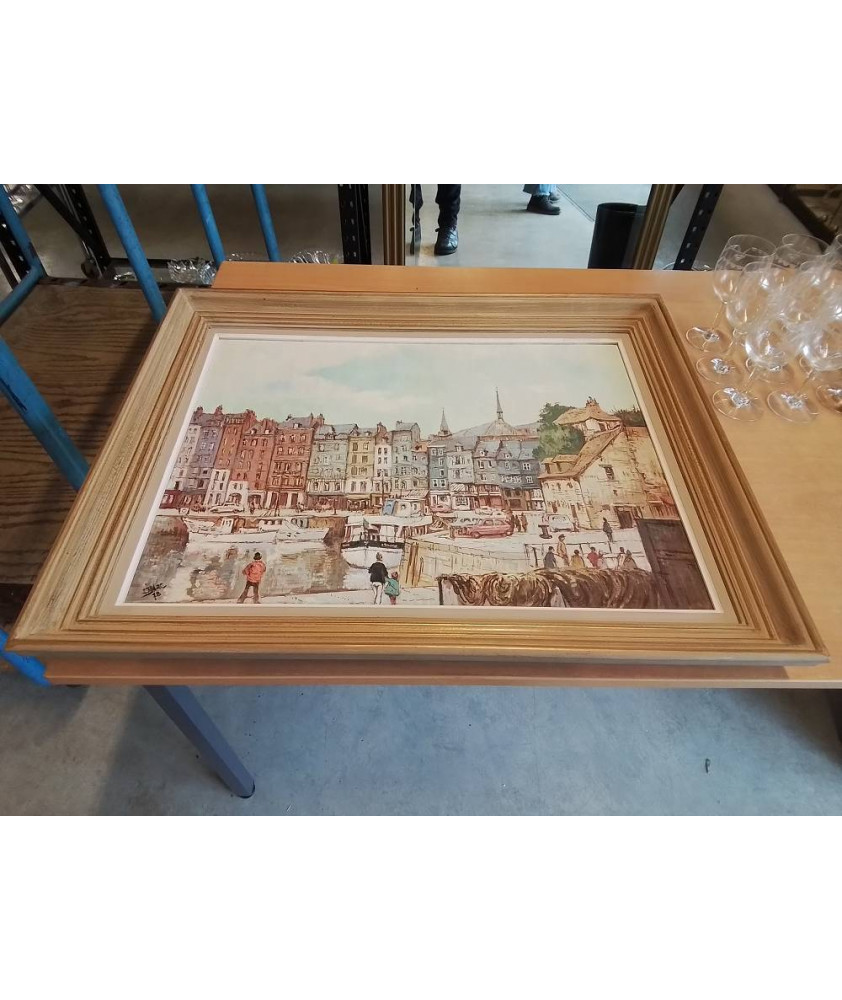 HUILE SUR TOILE HONFLEUR LE VIIEUX PORT 