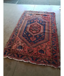 TAPIS LAINE FAIT MAIN BLEU ROUGE EN L\'ÉTAT 215X140CM