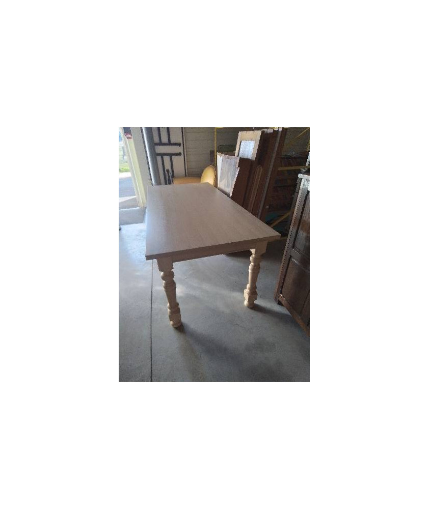 TABLE RECTANGULAIRE BOIS CLAIR 180X85X75CM 2RAL40CM +6 CHAISES BOIS PAILLÉ 