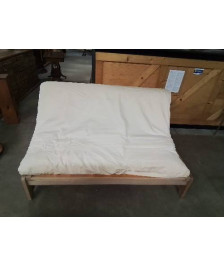 FUTON BOIS ANNÉES 70 MATELAS ECRU