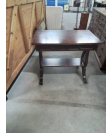 CONSOLE LYRE ACAJOU PIEDS GRIFFUS 2 TIROIRS 