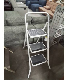 ESCABEAU ACIER BLANC 3 MARCHES ANTI DERAPANTES