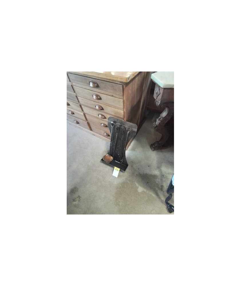 NÉCESSAIRE DE CHEMINÉE MURAL FER FORGÉ 4 PIÈCES 