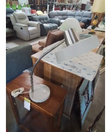 LAMPE DE BUREAU ALLEMANDE FLEXIBLE MÉTAL CHROMÉ ET GRIS ANNÉES 50