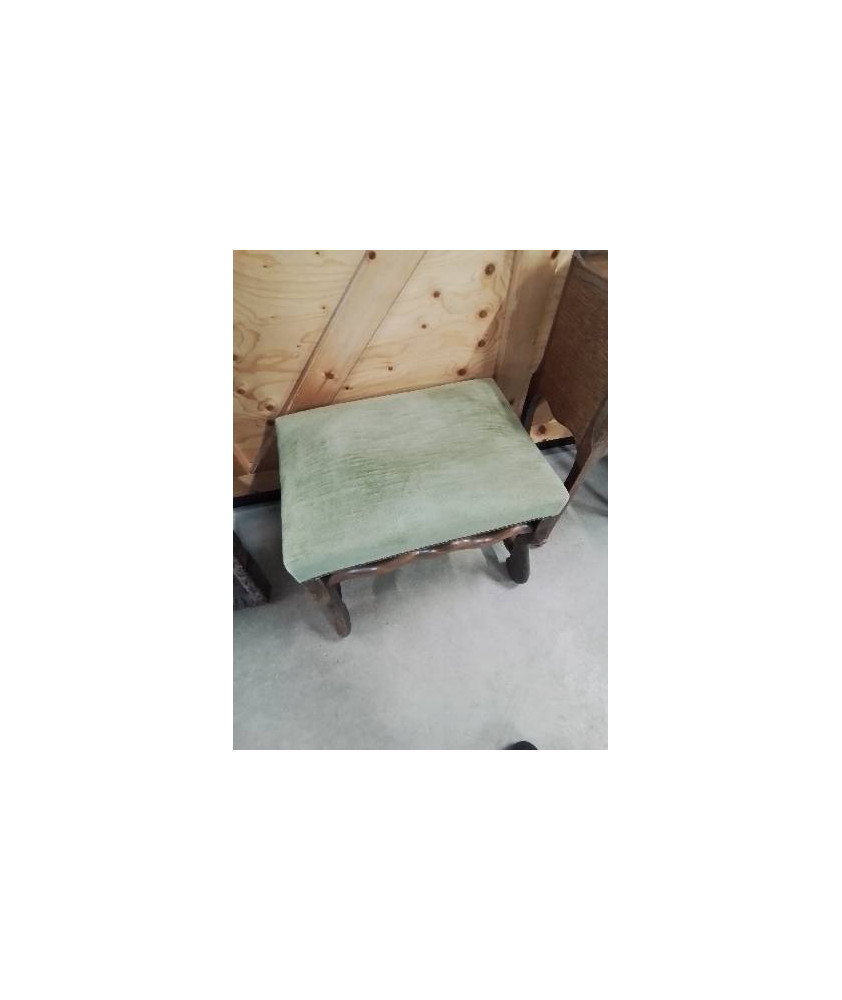 TABIURET BOIS CAPITONNÉ TISSU VERT STYLE LOUIS XIV 