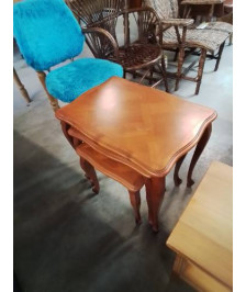 3 TABLES BASSE GIGOGNES BOIS CLAIR CHANTOURNÉ STYLE RÉGENCE 