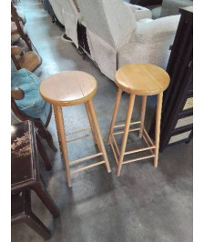 TABOURET ROND HAUT BOIS CLAIR