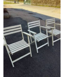 FAUTEUIL DE JARDIN PLIANT BOIS BLANC AJOURÉ 