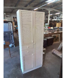 MEUBLE DE SALLE DE BAIN BOIS BLANC 3 PORTES 2 TIROIRS 