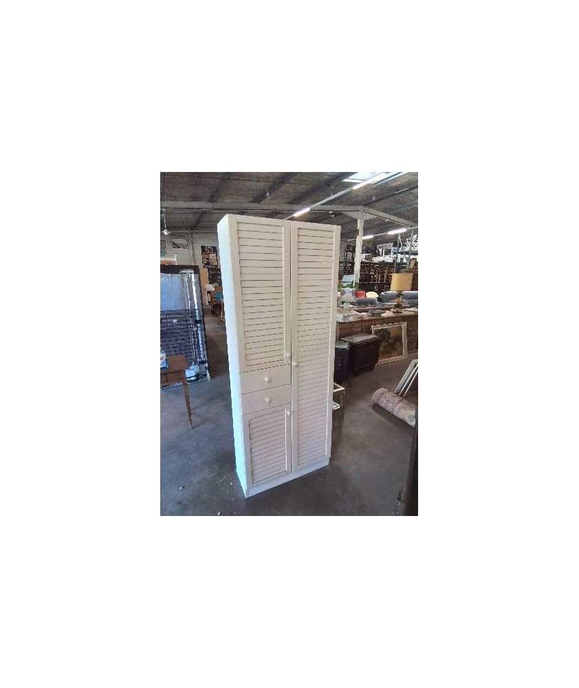 MEUBLE DE SALLE DE BAIN BOIS BLANC 3 PORTES 2 TIROIRS 