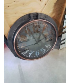 HORLOGE MURAL MÉTAL NOIR VINATGE CLOCK 1869