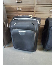 VALISE SOUPLE A ROULETTES TISSU NOIR DELSEY