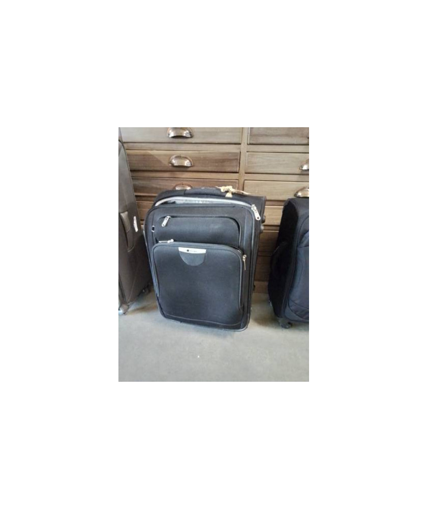 VALISE SOUPLE A ROULETTES TISSU NOIR DELSEY